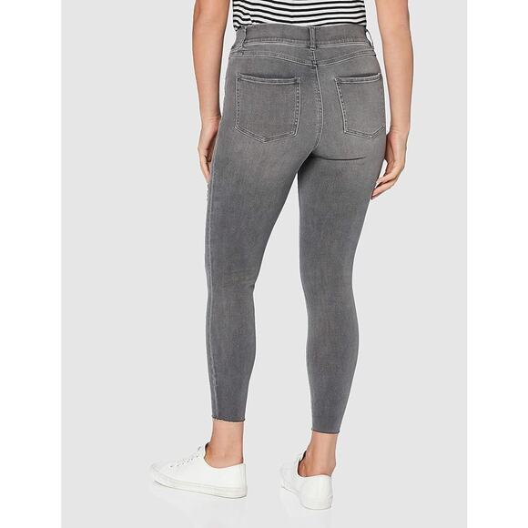 Spanx Gray Distressed Pull On Skinny Jean Jegging Raw Hem High Rise Medium - Picture 4 of 11